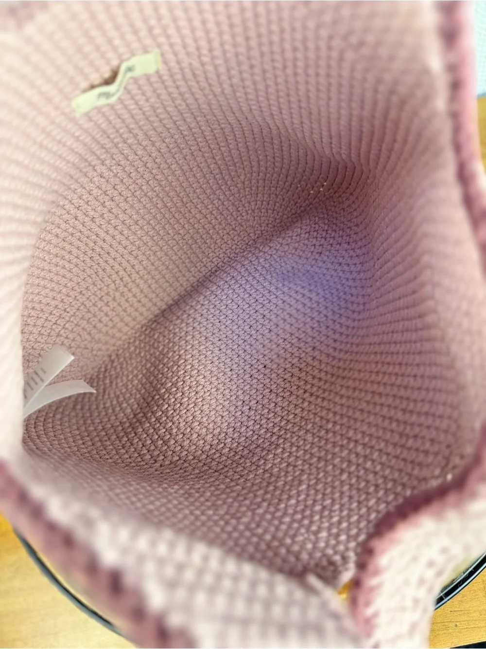 Madewell Crochet Shopper Tote Bag Wisteria Dove Pink Mauve Woven Purse EUC